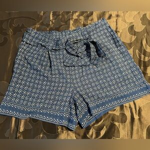 NWT Max Studio Women’s Blue Print High Waist Shorts Tie Waist Flowy Pockets XL